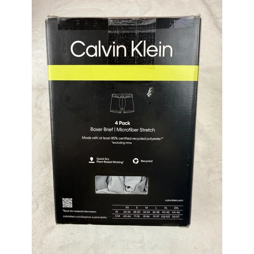 Calvin Klein Mens 4 Pack Microfiber Stretch Boxer Briefs Multicolor Wicking New